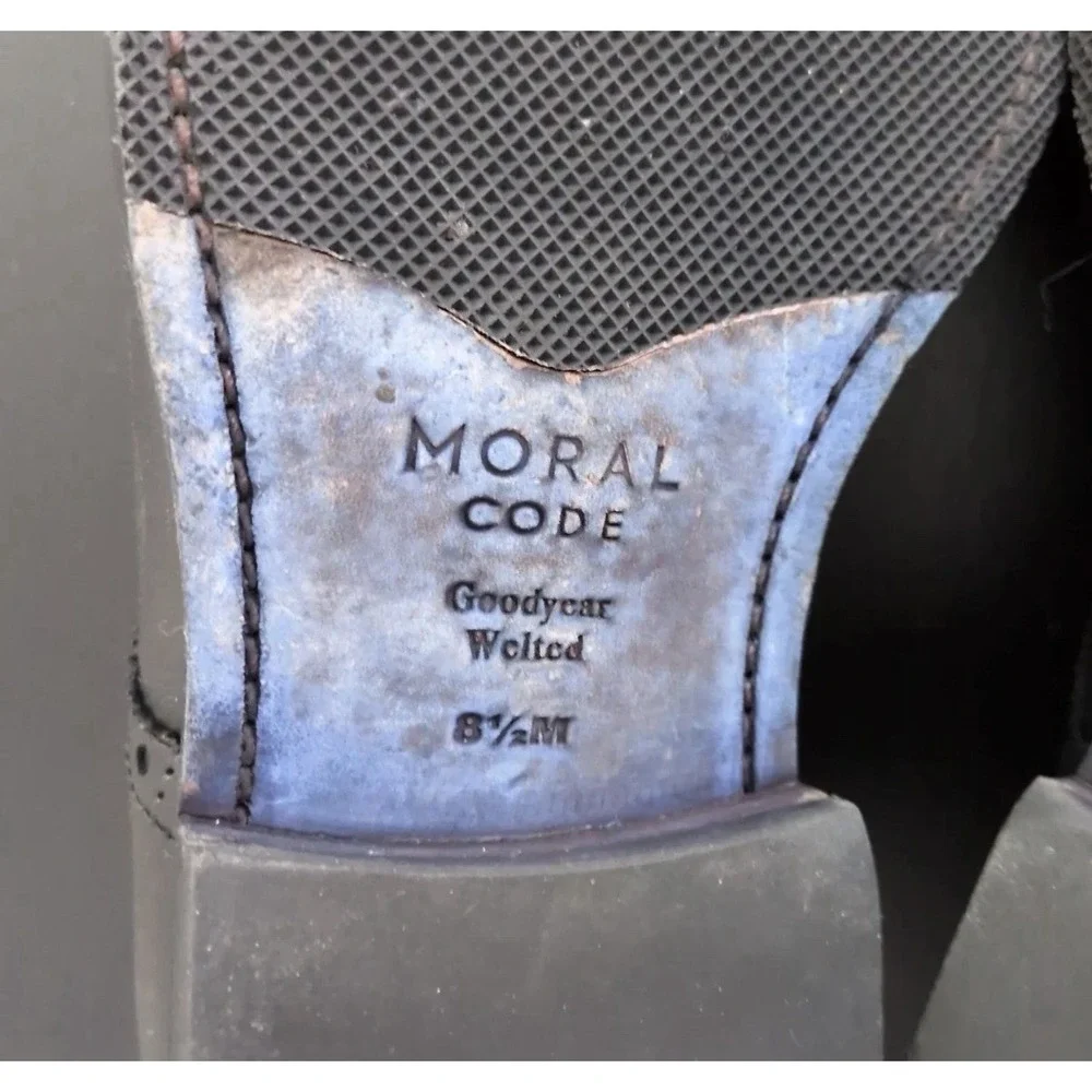 Moral‎ Code Shoes Mens 8.5M Black Leather Newton Cap Toe Dress Casual Derby